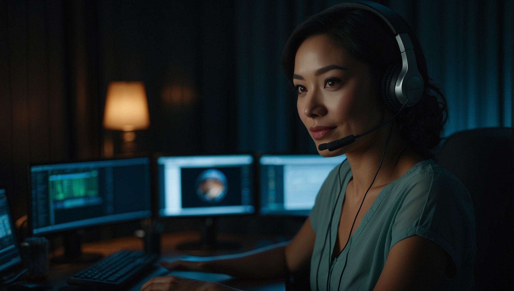 A Staffify customer service rep answering support on a headset