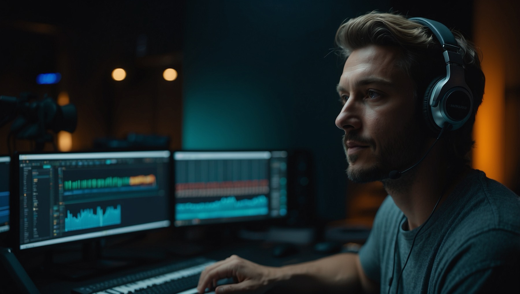 A Staffify video editor working on a timeline in a studio